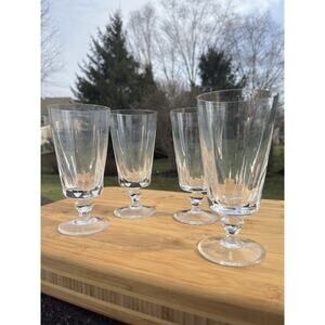 St Louis French Crystal Cathedral 12 Oz Iced Tea Glasses Footed 6.75” ~Set Of 4